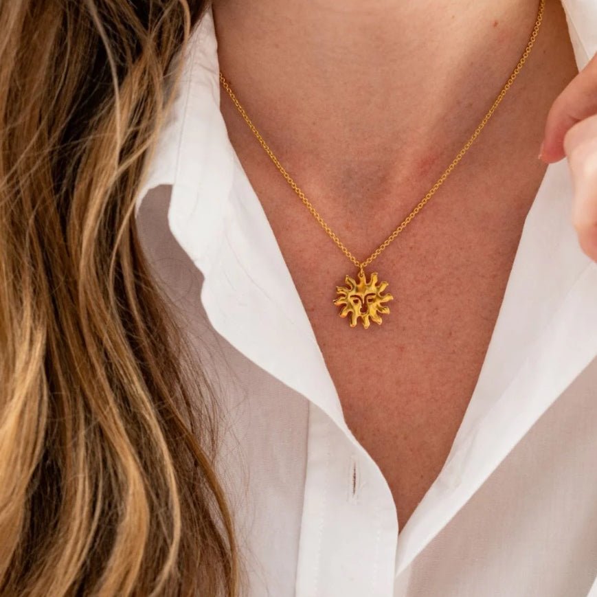 Ink + Alloy Lane Sun Brass Pendant Necklace - Fleur - De - Lis Boutique