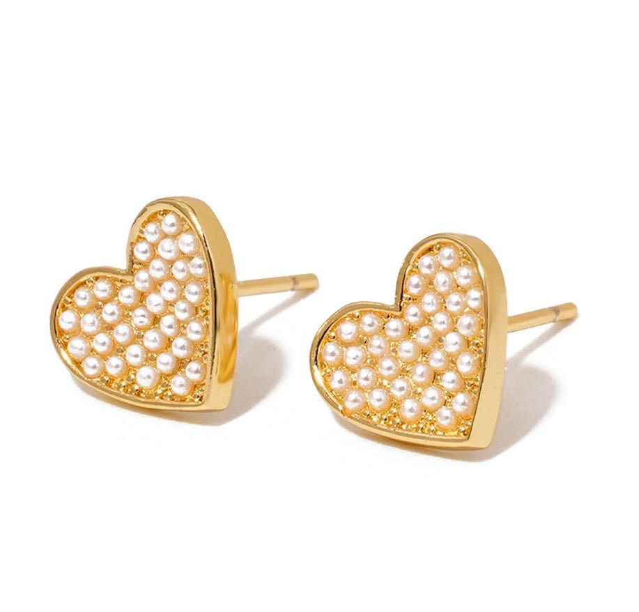 Pretty Simple Heart of Pearls Stud Earrings Waterproof - Fleur-De-Lis Boutique