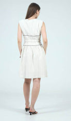 Aylaya Anna V Neck Pinstripe Mini Dress Yarn Dyed - Fleur - De - Lis Boutique