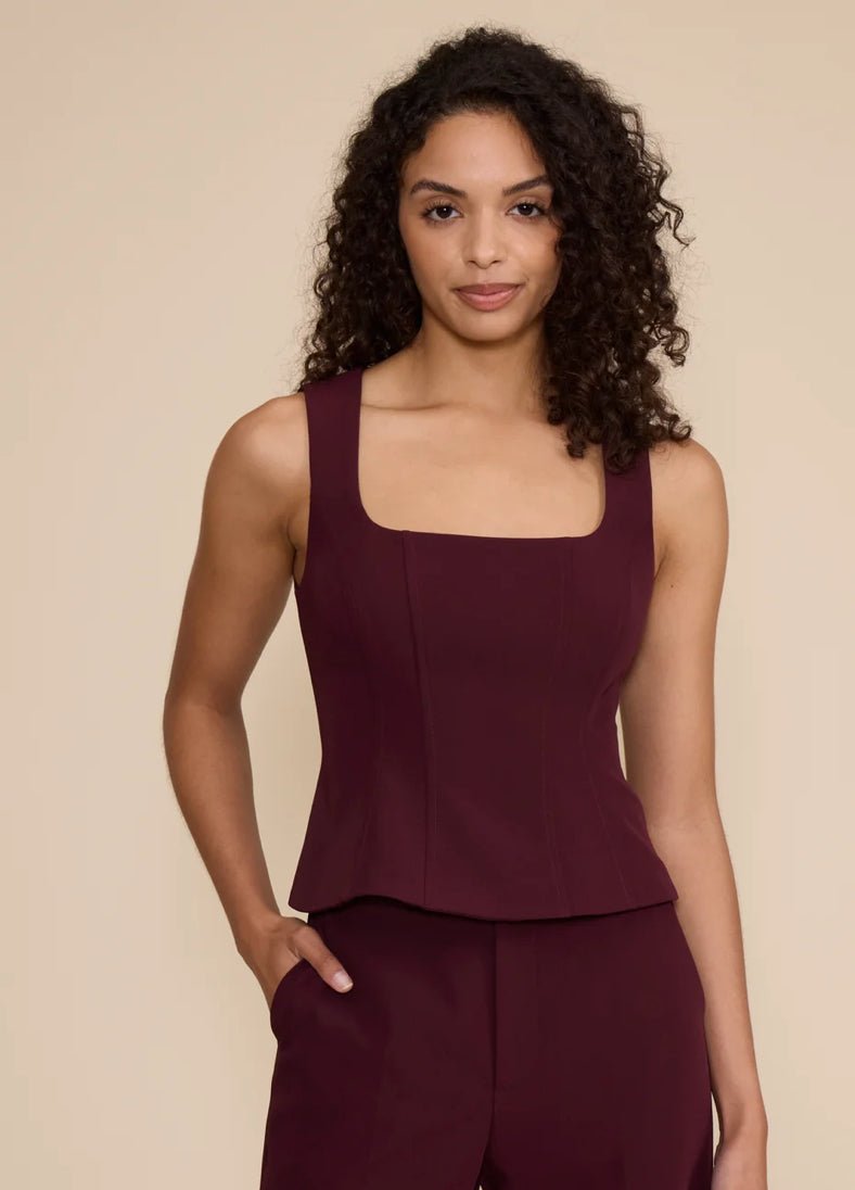 Lucy Paris Leanne Peplum Top Wine - Fleur-De-Lis Boutique