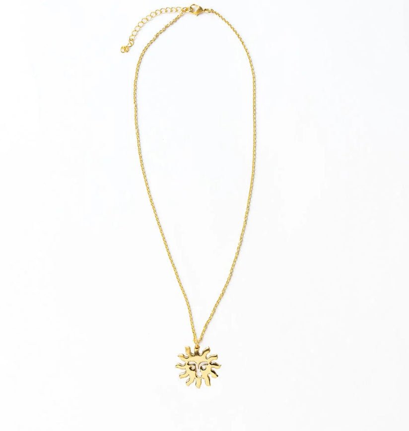 Ink + Alloy Lane Sun Brass Pendant Necklace - Fleur - De - Lis Boutique