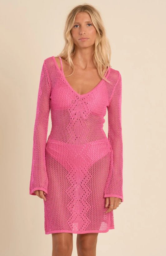 Molly Bracken Short Crochet Beach Dress Pink - Fleur - De - Lis Boutique