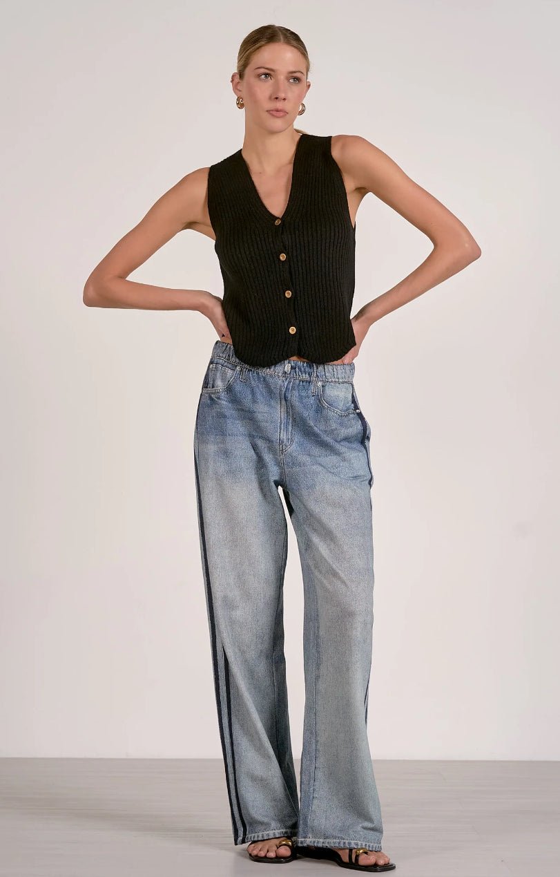 Elan Jojo Denim Track Sweatpants - Fleur-De-Lis Boutique