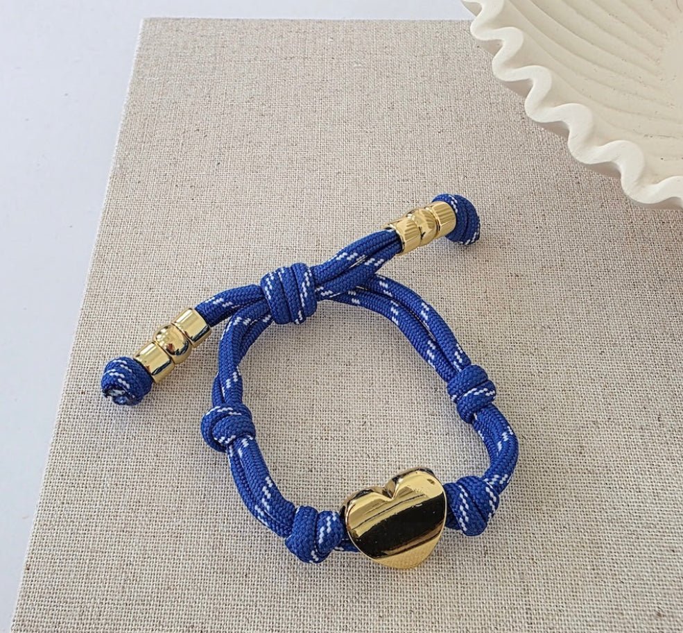 Knotty Cord Heart Bracelet Blue - Fleur-De-Lis Boutique