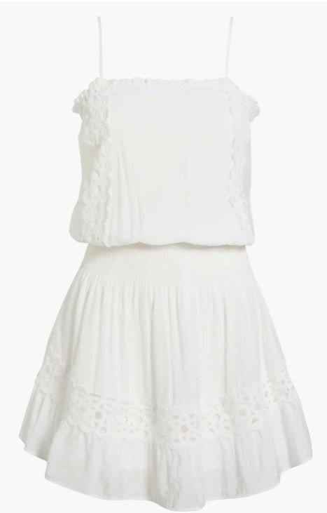 Elan Smocked Mini Dress White - Fleur - De - Lis Boutique