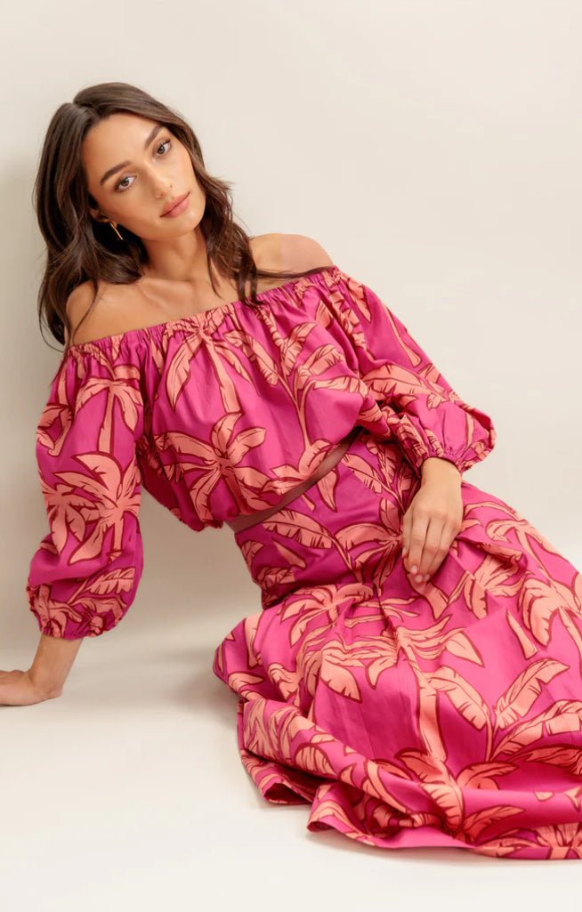 Paradise Match Woven Top And Skirt Set - Fleur - De - Lis Boutique