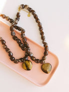 BELJOY Jade Stone Heart Necklace Brown - Fleur-De-Lis Boutique