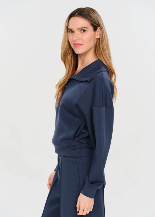 Six Fifty Scuba 1/4 Zip Up Navy - Fleur-De-Lis Boutique