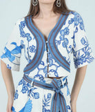 Aylaya Ella Printed Denim Short Sleeve Top Song Bird - Fleur - De - Lis Boutique
