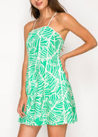 Meet Me In Santorini Verde Palms Mini Dress - Fleur - De - Lis Boutique