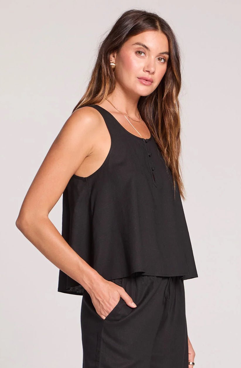 Saltwater Luxe A-Line Tank Black - Fleur-De-Lis Boutique