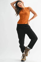 Essential Micro Ribbed Henley Tank Burnt Amber - Fleur - De - Lis Boutique