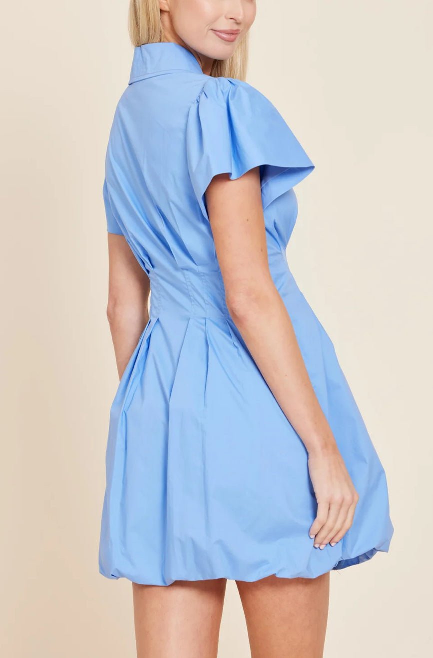 DOLCECABO Blue Poplin Zip Dress - Fleur - De - Lis Boutique