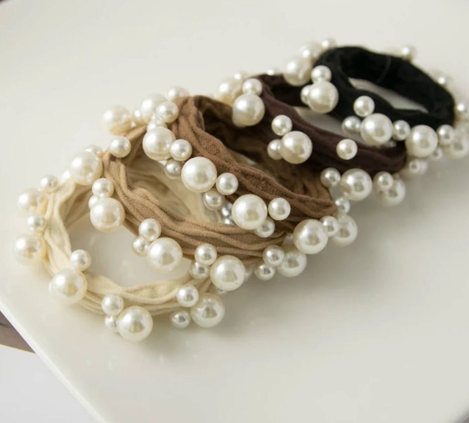 adorro Pearl Seamless Hair Ties Neutral - Fleur-De-Lis Boutique