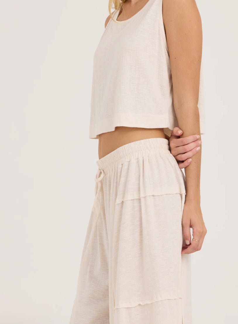 Textured Slub Knit Pant Cream - Fleur - De - Lis Boutique