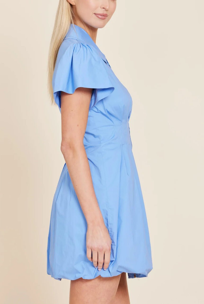 DOLCECABO Blue Poplin Zip Dress - Fleur - De - Lis Boutique