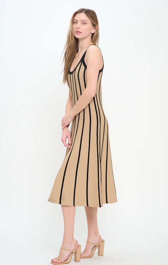 Meet Me In Santorini Rib Stripe Midi Dress - Fleur - De - Lis Boutique