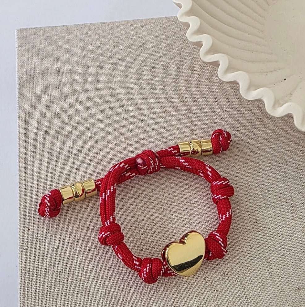 Knotty Cord Heart Bracelet Red - Fleur-De-Lis Boutique