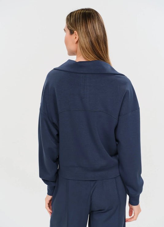Six Fifty Scuba 1/4 Zip Up Navy - Fleur-De-Lis Boutique