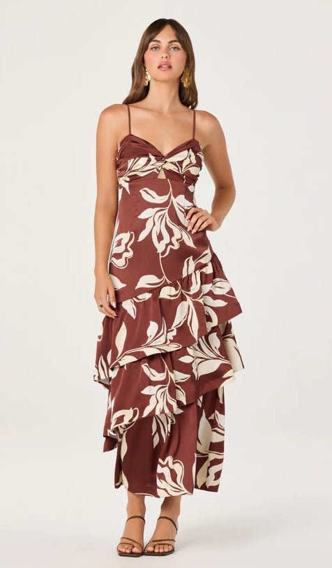 ASTR Cassia Dress Brown Floral - Fleur-De-Lis Boutique