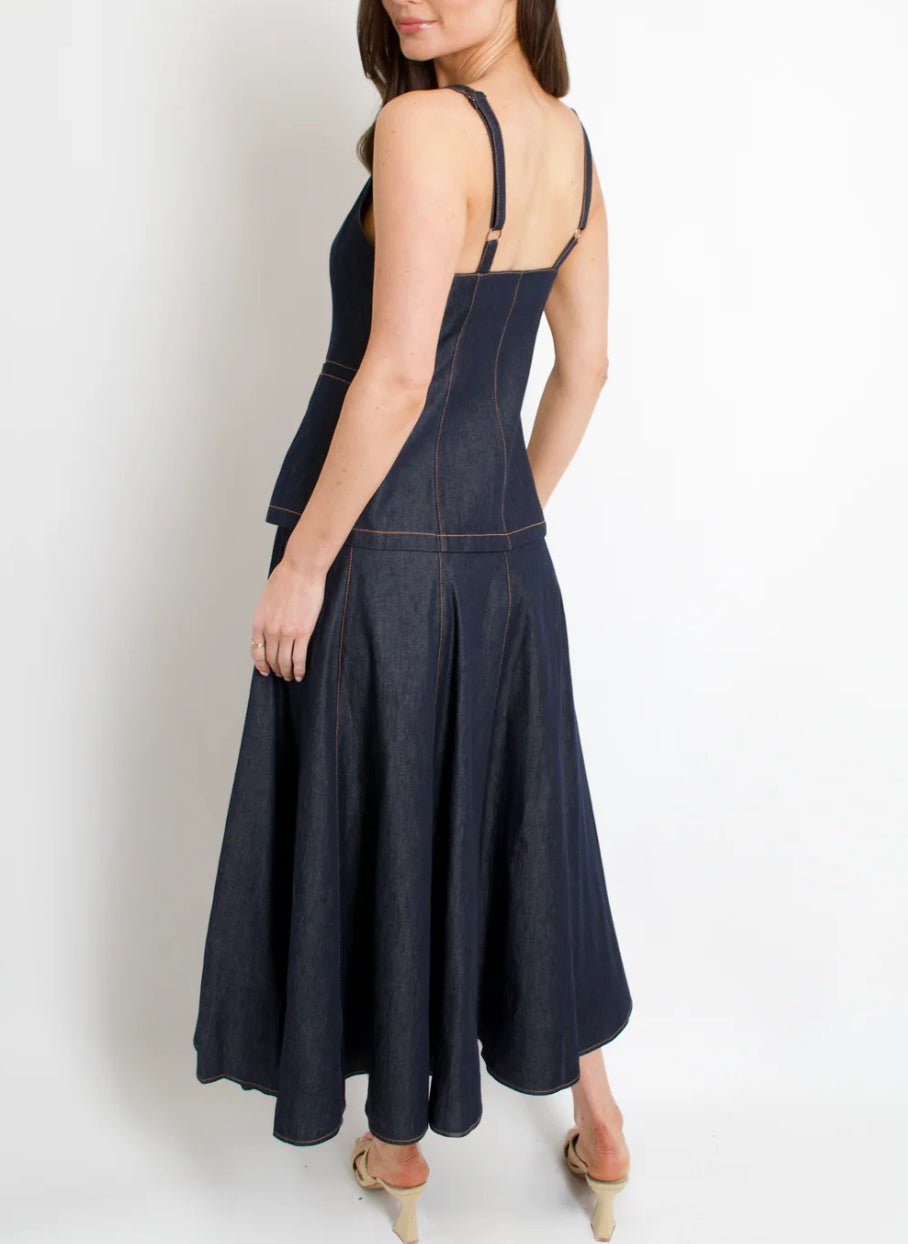 Lucy Paris Nova Circle Skirt Dark Wash Denim - Fleur-De-Lis Boutique