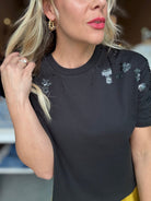 Dear John Maddox Beaded Top Black - Fleur-De-Lis Boutique