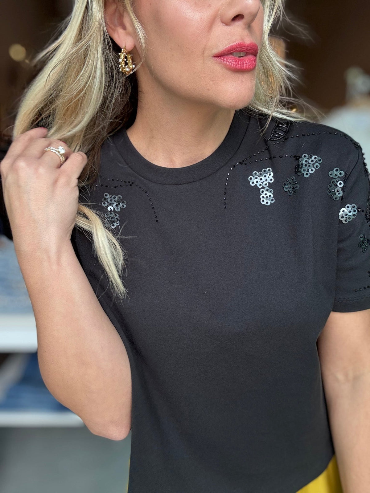 Dear John Maddox Beaded Top Black - Fleur-De-Lis Boutique