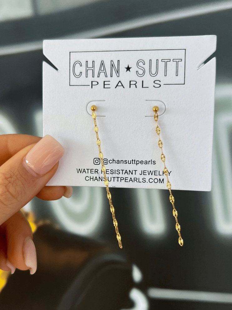 Chansutt Pearls Dainty Chain Earrings - Fleur - De - Lis Boutique
