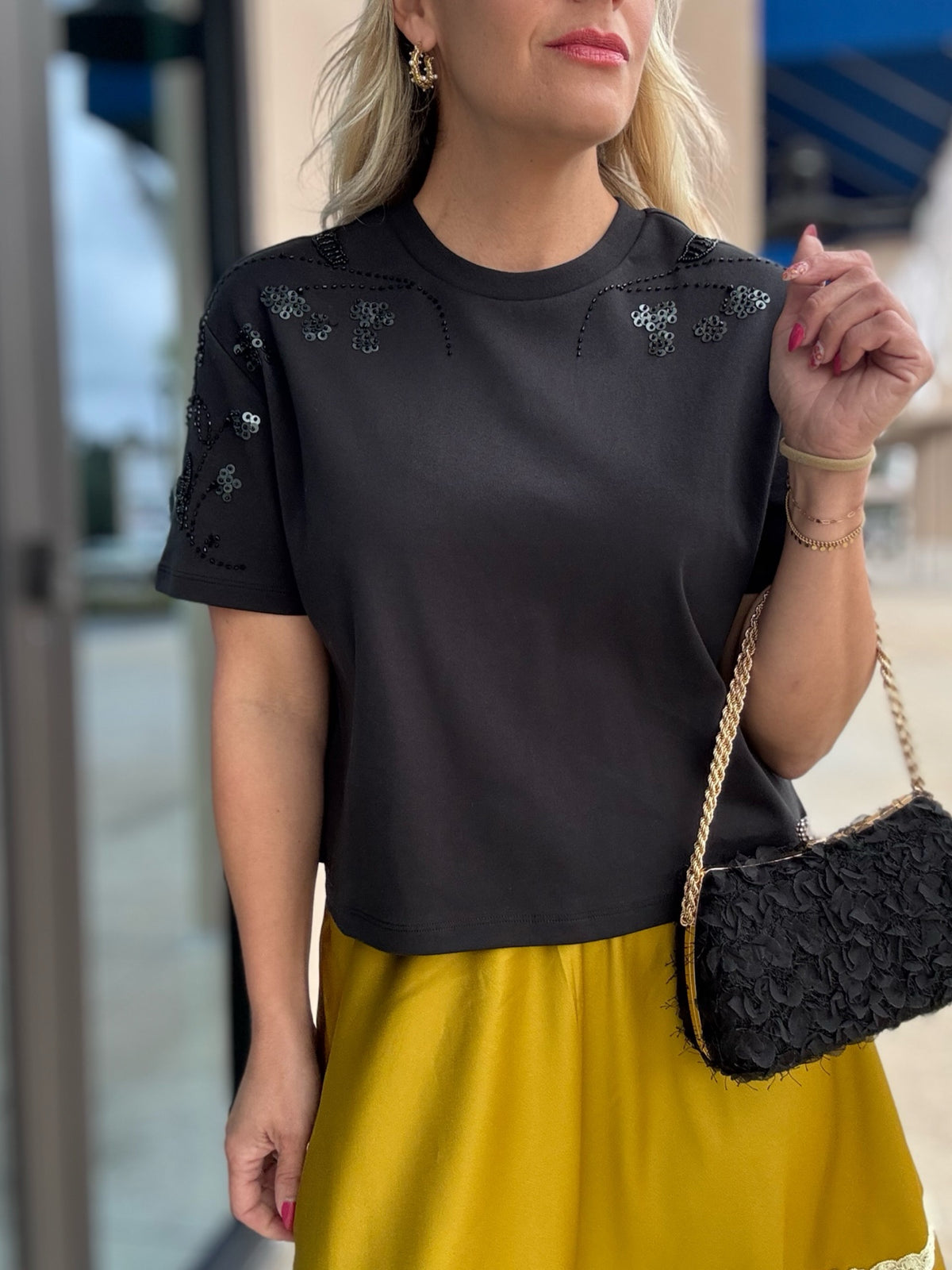 Dear John Maddox Beaded Top Black - Fleur-De-Lis Boutique
